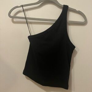 Abercrombie & Fitch One Shoulder Ribbed Black Tank Top Small